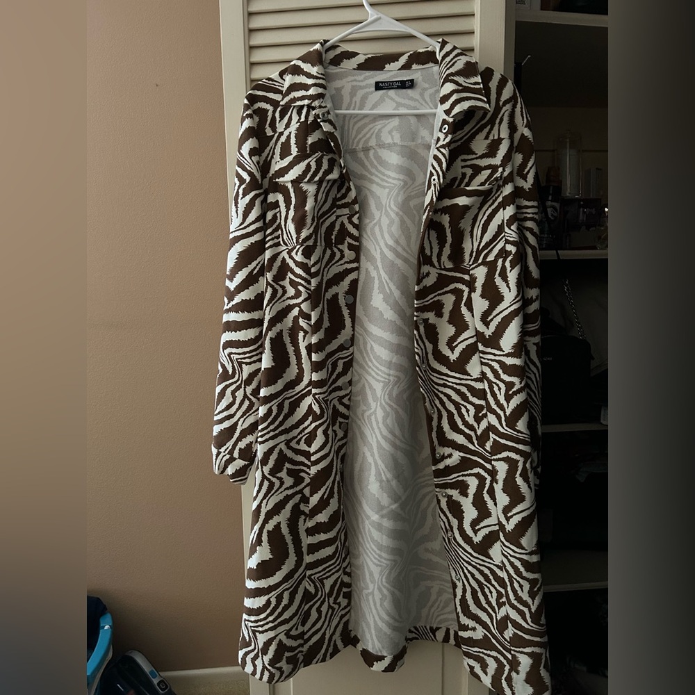 Nasty Gal Brown and White Trench Coat